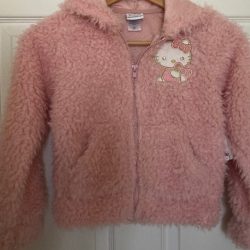 NEW Hello Kitty Designer Girls Pink Faux Fur Jacket size 6X